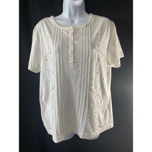 Shenanigans Womens Kitschy Shirt Size Large Cottagecore Granny Core 80's Dainty